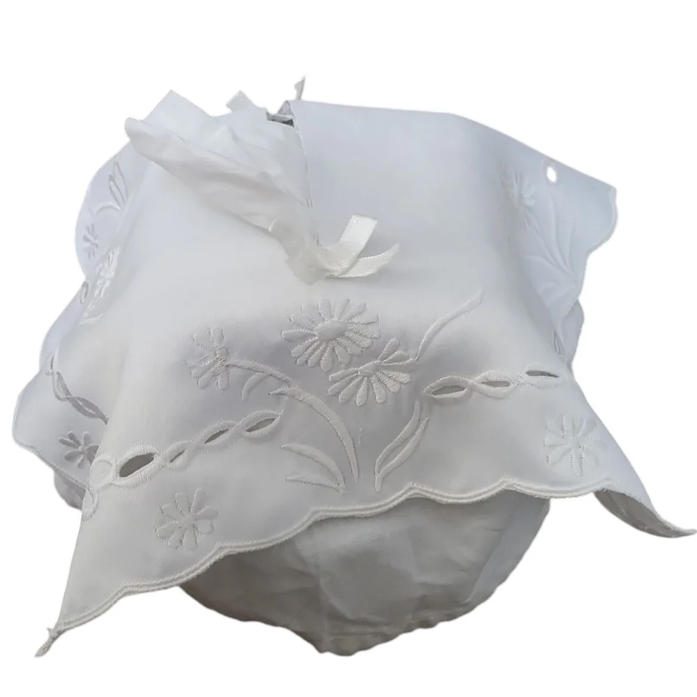 Coquette Floral Tissue Box Cover Cutwork Lace Overlay